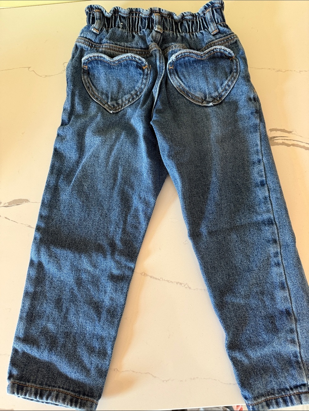 Zara Girls Blue Denim Jeans with Heart Back Pockets